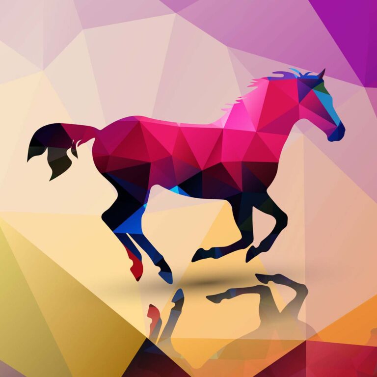 Geometric polygonal horse, pattern design, vector illustration
